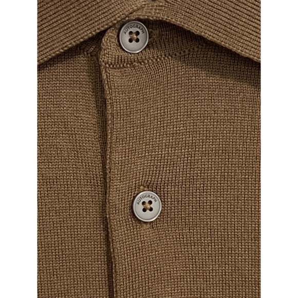 Autograph Sweater Men’s XL Brown Camel Extra Fine Merino Wool Collared Pullover - Picture 10 of 13